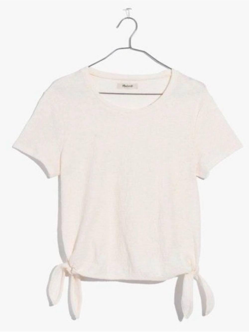 Madewell Texture & Thread Cream Tie-Hem Short Sleeve Side-Tie Tee Size S